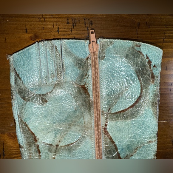 Vintage‎ Blue Leather Corral Zip Up Boots- Size 8 - Picture 9 of 11